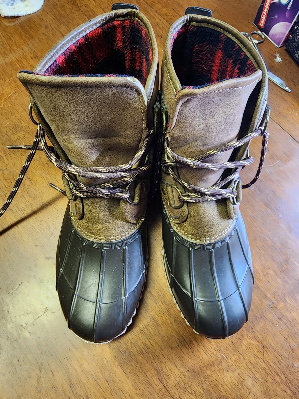 Maurives Womens Sz 9 Waterproof Duck Boots in Brown and Black - Picture 1 of 7